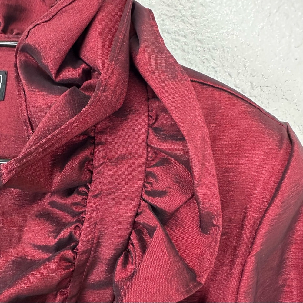 Collection Dressbarn holiday Blouse Metallic Ruffle Wine 12 Whimsigoth Vampy - Picture 7 of 10